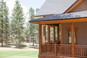 custom designed luxury log home on the golf course