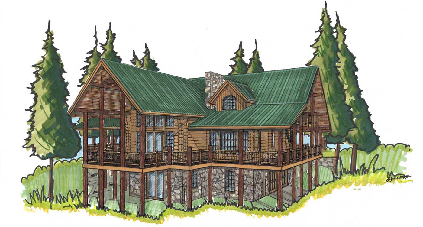 custom designed log home kit Grand Hacienda