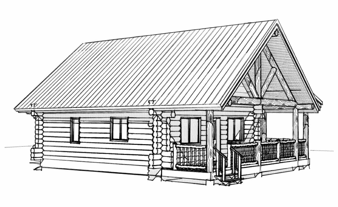 custom designed luxury log home bohannon front left view