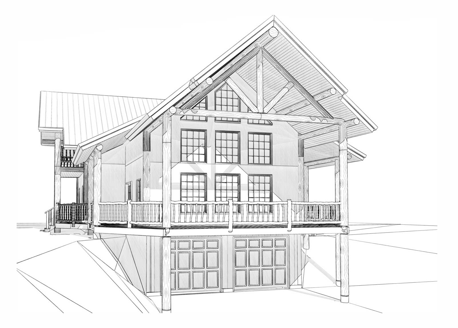 Durango custom designed log home front left view
