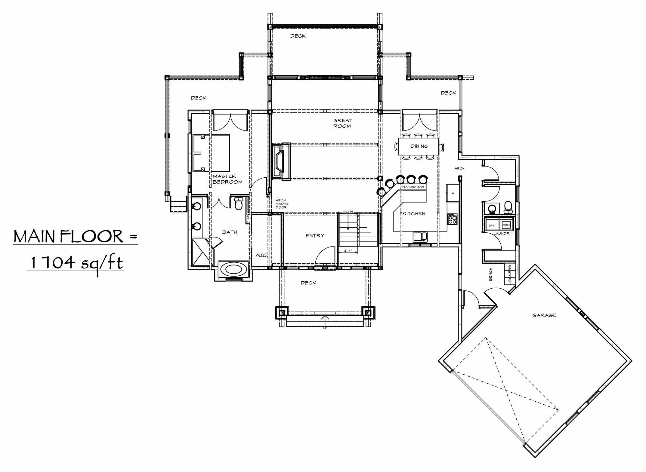 custom designed luxury log home columbine plan view
